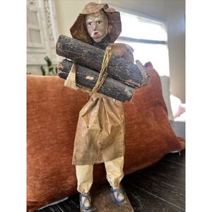 Vintage Mexican Folk Art Hand Made Paper Mache Man Doll